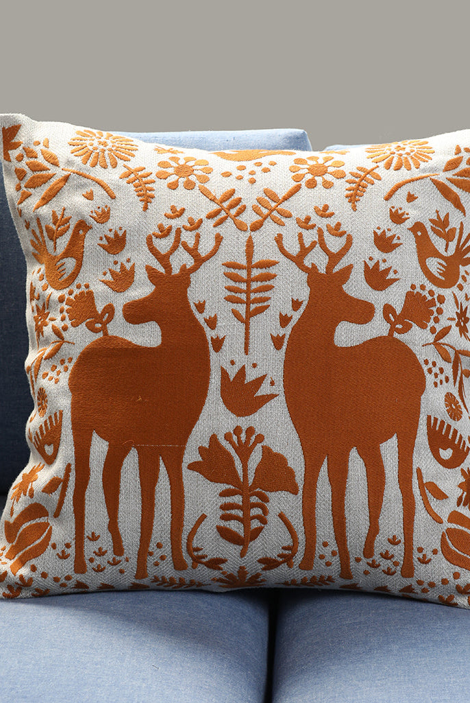 Reindeer Embroidered Cushion Cover (Pack of 1 Piece)