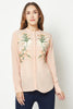 Peach Embroidered Silk Shirt