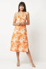 Orange Floral Shoulder Strap Dress