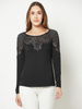 Black Embroidered Cotton Top