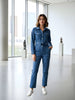 Blue Textured Jumpsuit