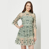 Green Floral Embroidered Dress