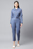 Blue Textured Jumpsuit, jumpsuit for girls