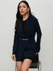 Navy Blue Belted Blazer Dress