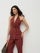 Rust Halter Blazer Co-ord Set