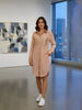 House of S Women's Blush Pink Satin Accent Shirt Dress