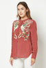 Peach Embroidered Silk Shirt