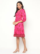 Fuchsia Printed Flared Dress