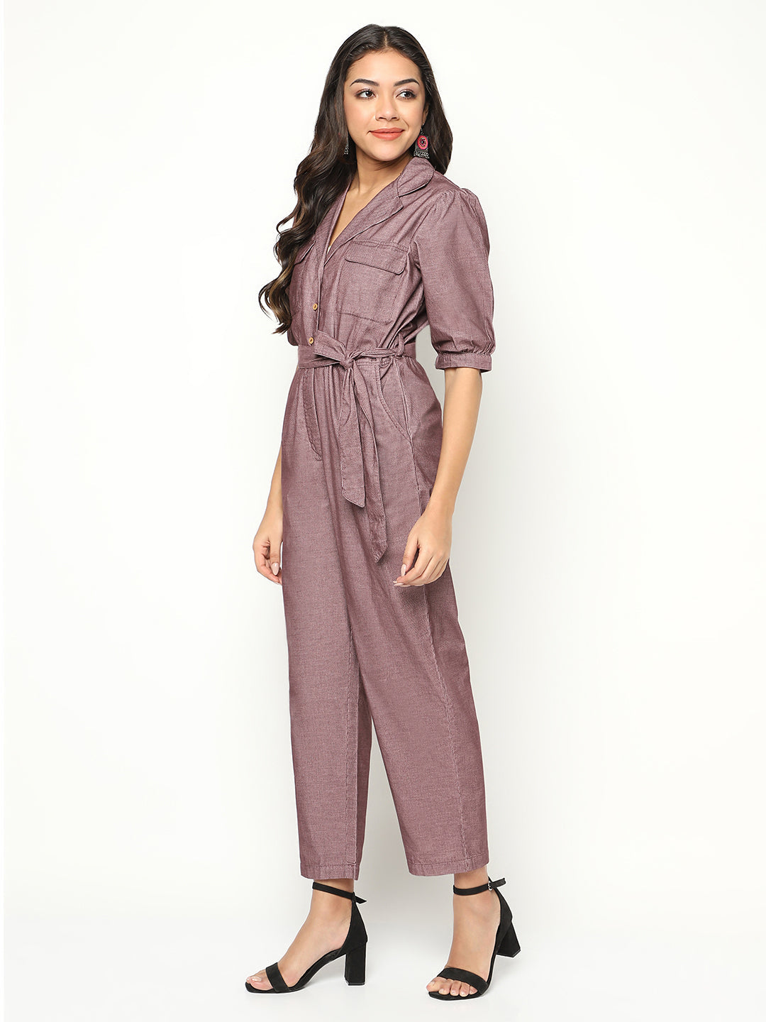 Vintage Merlot Textured Jumpsuit