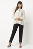 Beige Pleated Silk Shirt