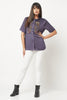 Purple Embellished Satin Shirt