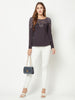Brown Embroidered Top