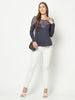 Grey Embroidered Top