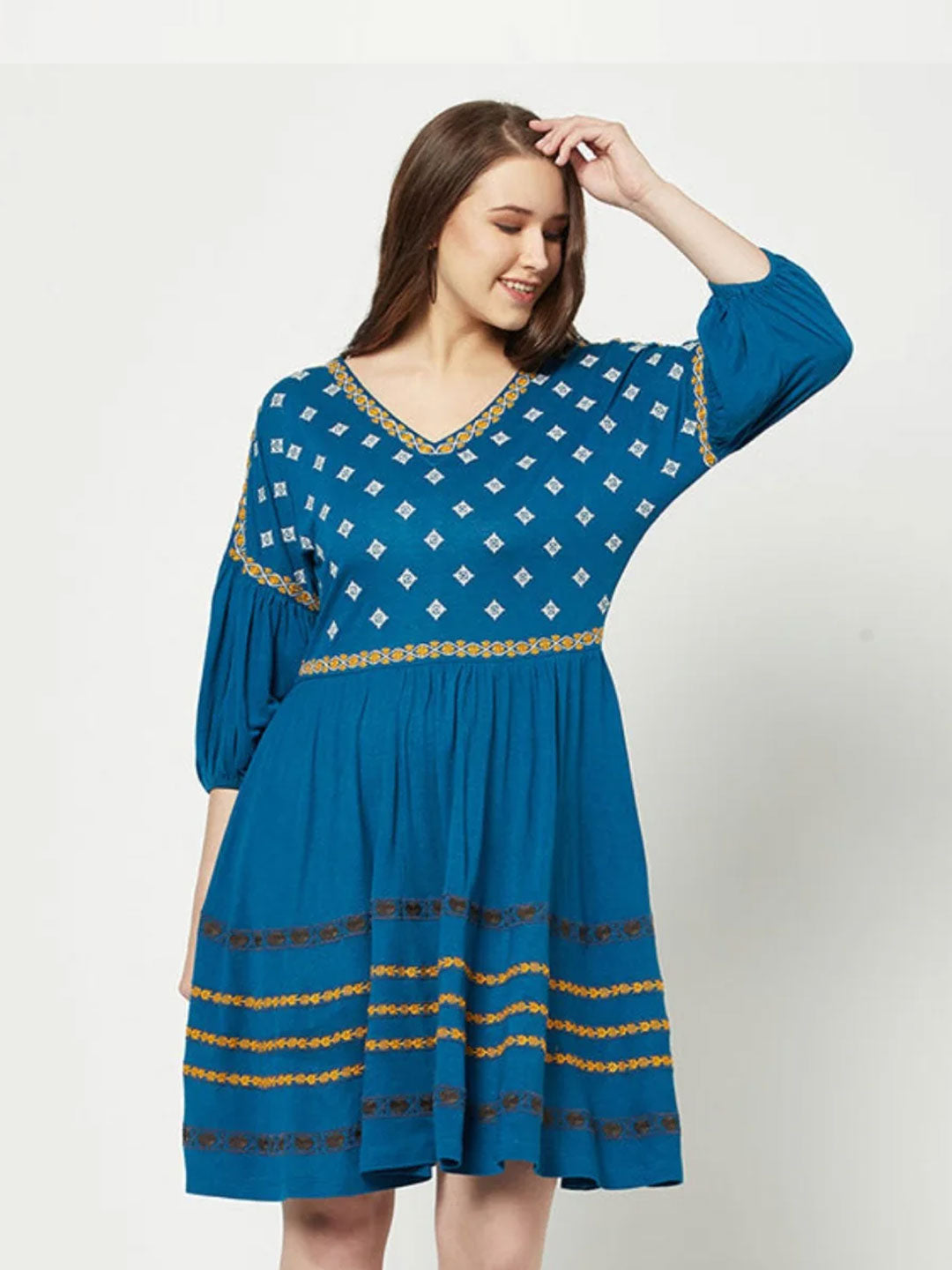 Blue Embroidered Dress