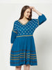 Blue Embroidered Dress