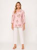 Pink Ivory Floral Embroidered Shirt