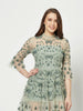 Green Floral Embroidered Dress