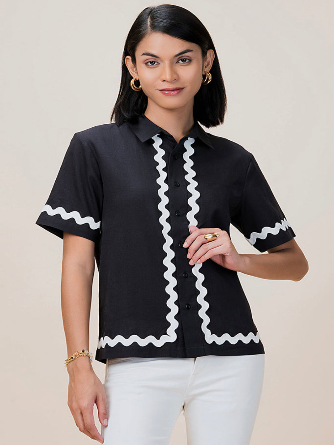 Zigzag Contrast Designer Shirt