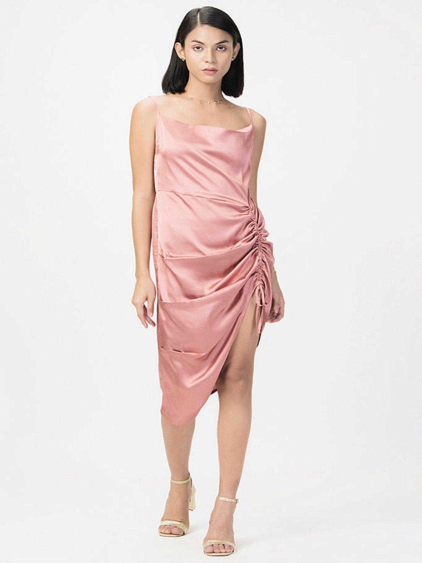 Ruched Satin Party Dress