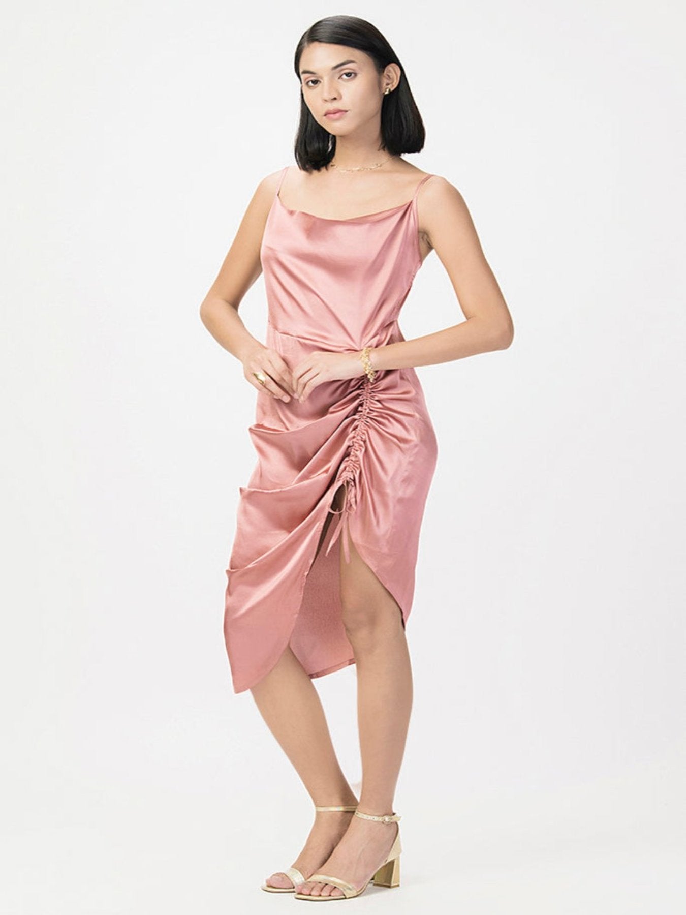 Ruched Satin Party Dress